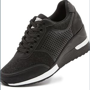 High Heeld Wedge Sneakers for Women - Ladies Hidden Sneakers Lace Up Sho…